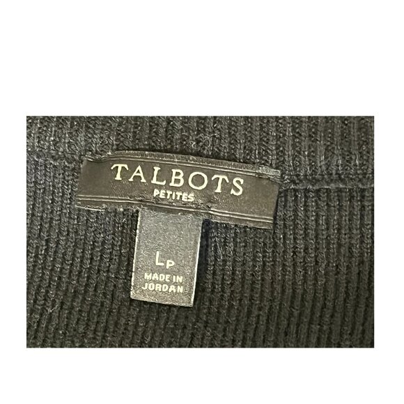 Talbots Apres Ski Blue Navy Cream Mock Neck Striped Sweater size LP - Picture 7 of 7